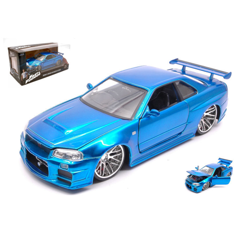 BRIAN'S NISSAN SKYLINE GT-R 2002 FAST & FURIOUS METALLIC BLUE 1:24 Jada Toys Movie Modellino