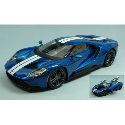 FORD GT 2017 METALLIC BLUE WITH WHITE STRIPES EXCLUSIVE SERIES 1:18 Maisto Auto Stradali Modellino