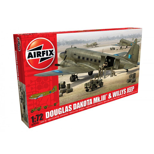 DOUGLAS DAKOTA Mk.III & WILLYSJEEP KIT 1:72 Airfix Kit Aerei Modellino