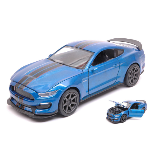 FORD SHELBY GT350R 2016 BLUE WITH BLACK STRIPES 1:24 New Ray Auto Stradali Modellino