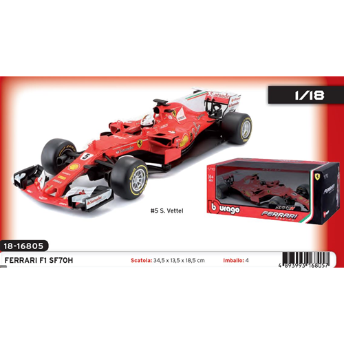FERRARI SF70-H S.VETTEL 2017 N.5 1:18 Burago Formula 1 Modellino