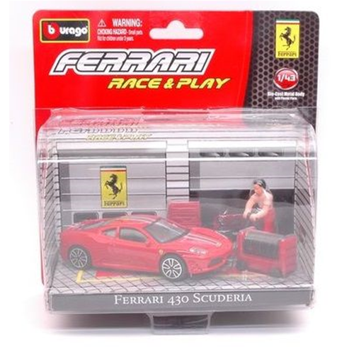 FERRARI 430 SCUDERIA RED IN BLISTER CON ACCESSORI 1:43 Burago Auto Stradali Modellino