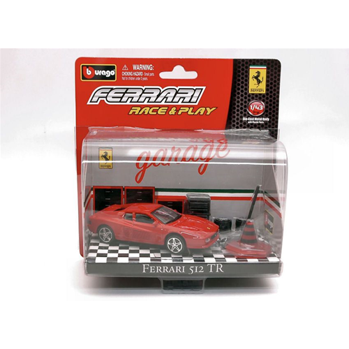 FERRARI 512 TR RED IN BLISTER CON ACCESSORI 1:43 Burago Auto Stradali Modellino