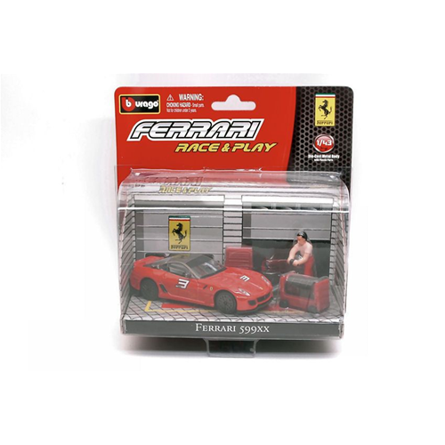 FERRARI 599XX N.3 RED IN BLISTER CON ACCESSORI 1:43 Burago Auto Competizione Modellino