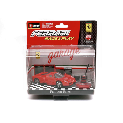 FERRARI ENZO RED IN BLISTER CON ACCESSORI 1:43 Burago Auto Stradali Modellino