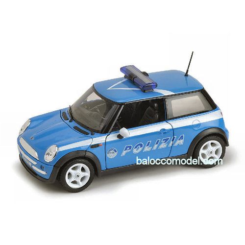 NEW MINI COOPER 2007 POLIZIA 1:24 Welly Forze dell'Ordine Modellino