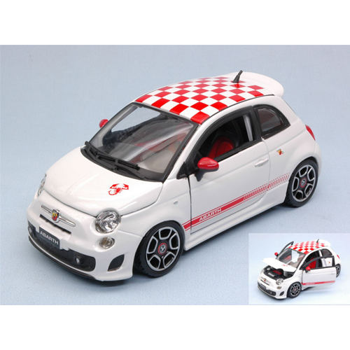 FIAT NUOVA 500 ABARTH 2008 WHITE 1:24 Burago Auto Stradali Modellino