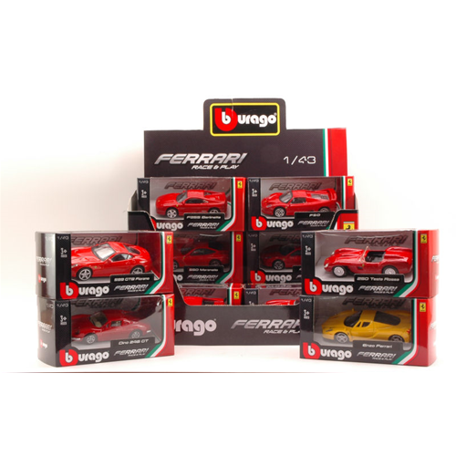 FERRARI STRADALI VINTAGE RACE & PLAY (12 Pezzi) 1:43 Burago Auto Stradali Modellino
