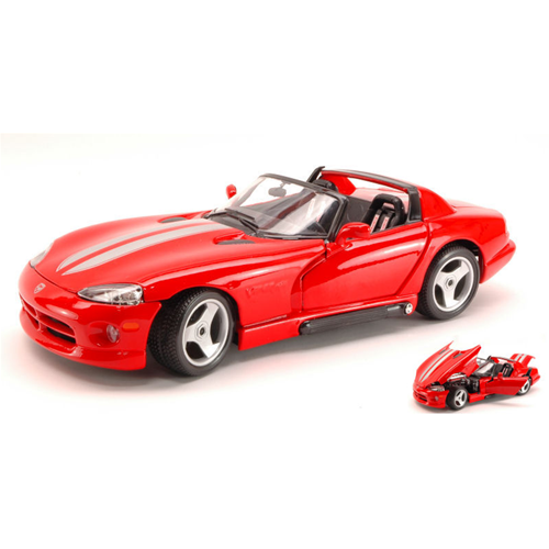 DODGE VIPER RT/10 1992 RED W/GREY STRIPES 1:18 Burago Auto Stradali Modellino