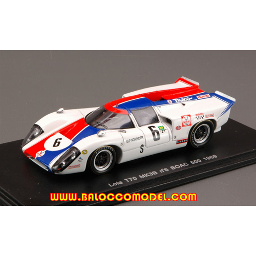 LOLA T70 MK3B N.6 BOAC 500 1969 1:43 Spark Model Auto Competizione Modellino