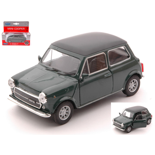 MINI COOPER 1300 1972 GREEN/BLACK cm 11 Welly Auto Stradali Modellino