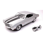 CHEVROLET CHEVELLE SS 454 1970 SILVER WITH BLACK STRIPES 1:18 Welly Auto Stradali Modellino