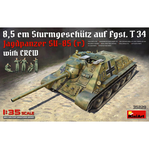 JAGDPANZER SU-85 (R) W/CREW KIT 1:35 Miniart Kit Mezzi Militari Modellino