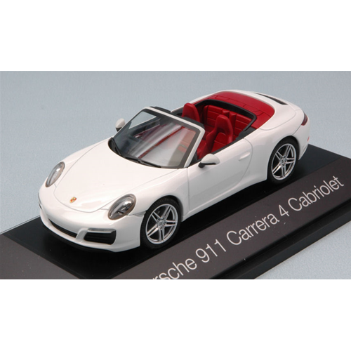 PORSCHE 911 CARRERA 4 2016 CABRIOLET WHITE 1:43 Herpa Auto Stradali Modellino