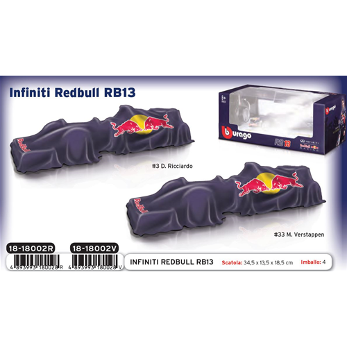 RED BULL RB13 M.VERSTAPPEN 2017 N.33 1:18 Burago Formula 1 Modellino