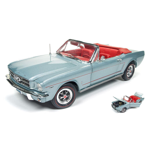 FORD MUSTANG CONVERTIBLE 1965 SILVER SMOKE GREY 1:18 Auto World Auto Stradali Modellino