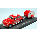 VW BEETLE 1967 COCA COLA WITH TEARDROP TRAILER 1:43 Motorcity Classics Veicoli Commerciali Modellino