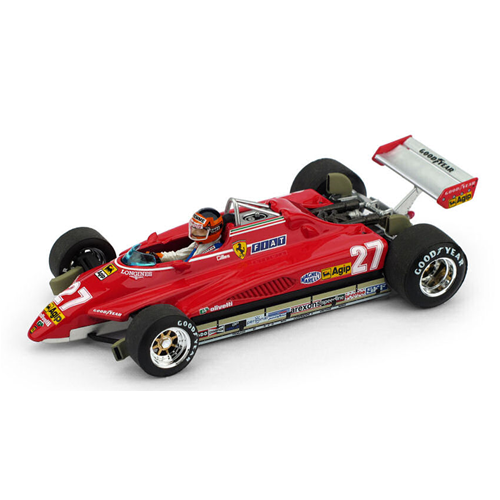 FERRARI 126 C2 G.VILLENEUVE 1982 N.27 BRAZIL GP + PILOTA 1:43  Brumm Formula 1 Modellino