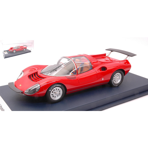 FERRARI DINO 206 COMPETIZIONE PROTOTIPO RED CON VETRINA 1:18 Looksmart Auto Stradali Modellino