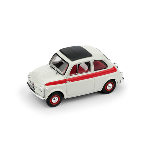 FIAT 500 1959 TETTO APRIBILE SPORT 2a SERIE CHIUSA BIANCO/ROSSO 1:43 Brumm Auto Stradali Modellino