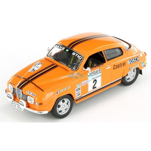 SAAB 96 V4 N.2 2nd RAC RALLY 1974 S.BLOMQVIST-H.SYLVAN 1:18 Tecnomodel Auto Rally Modellino
