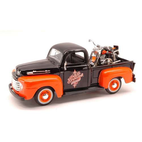 FORD F-1 1948 H.DAVIDSON WITH 1958 FLH DUO GLIDE 1:24 Maisto Tuning Modellino