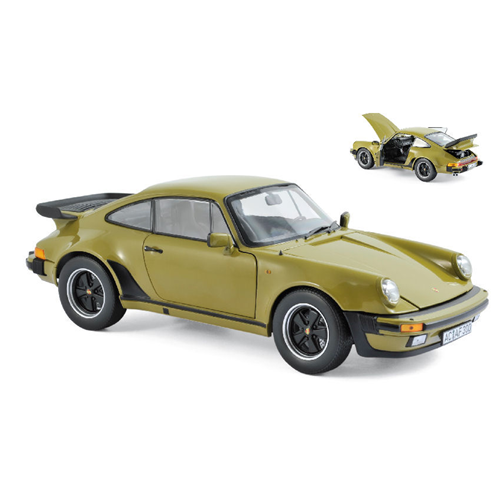 PORSCHE 911 TURBO 3.3 1977 OLIVE GREEN 1:18 Norev Auto Stradali Modellino