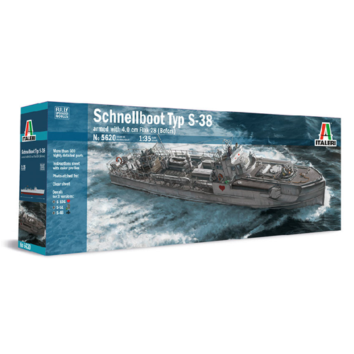 SCHNELLBOOT TYP S-38 W/4.0 cm FLAK 28 (BOFORS) KIT 1:35 Italeri Kit Navi Modellino