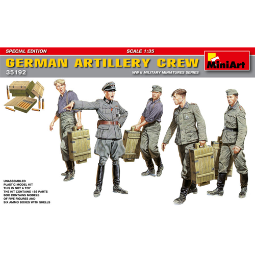 GERMAN ARTILLERY CREW KIT 1:35 Miniart Kit Figure Militari Modellino