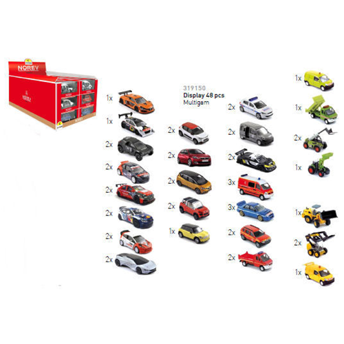 DISPLAY 48 MODELS ASSORTITE MULTIGAM 1:64 Norev Auto Stradali Modellino