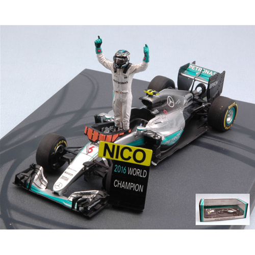 MERCEDES F1 W07 N.ROSBERG 2016 N.6 2nd ABU DHABI GP WITH FIGURINE 1:43 Spark Model Formula 1 Modellino