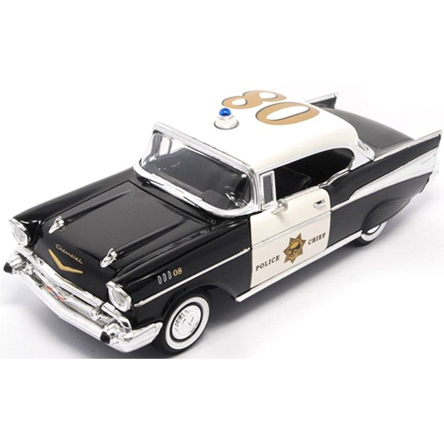 CHEVROLET BEL AIR HARDTOP 1957 POLICE 1:18 Lucky Die Cast Forze dell'Ordine Modellino