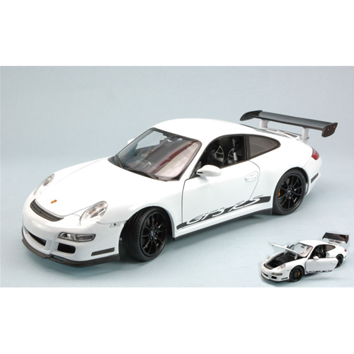 PORSCHE 911 GT3 RS 2007 WHITE WITH BLACK STRIPS 1:18 Welly Auto Stradali Modellino
