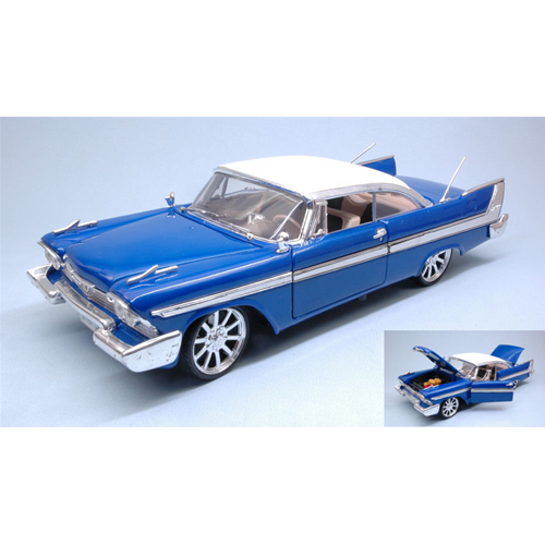 PLYMOUTH FURY CUSTOM HOT ROD 1958 WITH NEW RIMS BLUE 1:18 MotorMax Auto Stradali Modellino