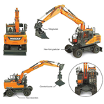 ESCAVATORE DOOSAN DX160W + 2 ATTACHMENT 1:50 Universal Hobbies Mezzi Industriali Modellino