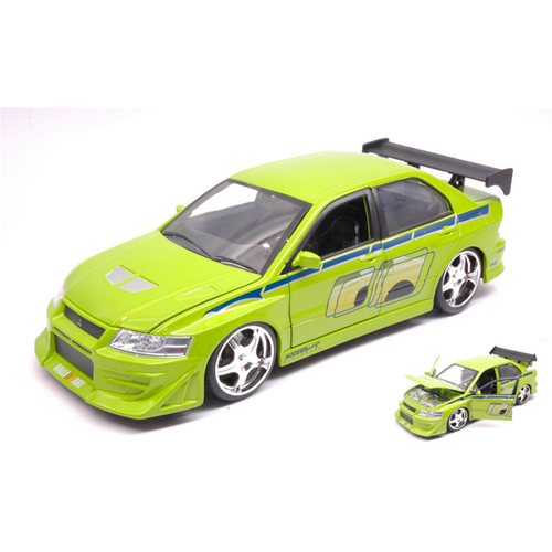 BRIAN'S MITSUBISHI LANCER EVOLUTION VII 2002 FAST & FURIOUS LIGHT GREEN 1:24 Jada Toys Movie Modellino