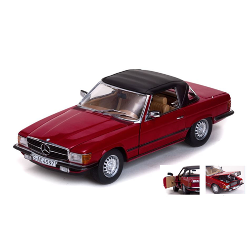 MERCEDES 350 SL CLOSED CONVERTIBLE 1977 RED 1:18 SunStar Auto Stradali Modellino
