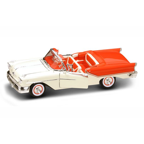 OLDSMOBILE SUPER 88 1957 ORANGE/WHITE 1:18 Lucky Die Cast Auto Stradali Modellino