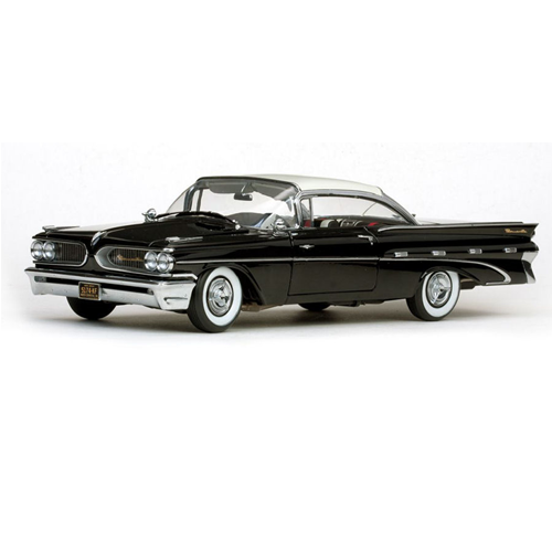 PONTIAC BONNEVILLE HARD TOP 1959 BLACK WITH IVORY ROOF 1:18 SunStar Auto Stradali Modellino