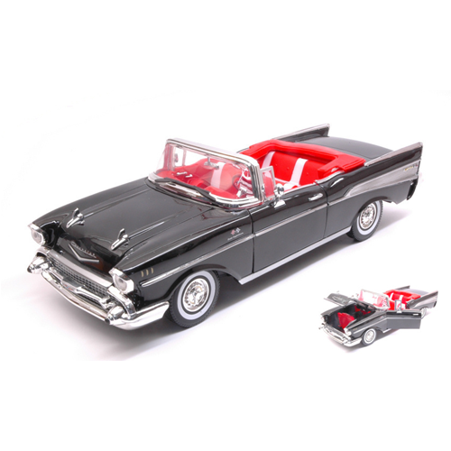 CHEVROLET BEL AIR CONVERTIBLE 1957 BLACK 1:18 MotorMax Auto Stradali Modellino