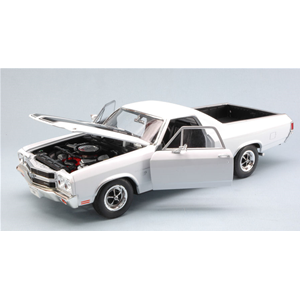 CHEVROLET EL CAMINO 1970 WHITE WITH BLACK STRIPES 1:18 Welly Auto Stradali Modellino