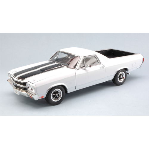 CHEVROLET EL CAMINO 1970 WHITE WITH BLACK STRIPES 1:18 Welly Auto Stradali Modellino