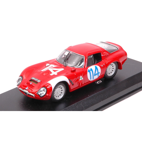 ALFA ROMEO TZ2 N.114 13th TARGA FLORIO 1966 GEKI/ZECCOLI 1:43 Best Model Auto Competizione Modellino