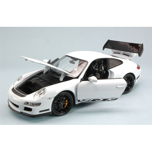 PORSCHE 911 GT3 RS 2007 WHITE WITH BLACK STRIPS 1:18 Welly Auto Stradali Modellino