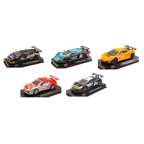 COLLEZIONE AUTO RACING 5 Modellini (LAMBORGHINI+PORCHE+McLAREN+RENAULT) 1:43 Burago Auto Competizione Modellino
