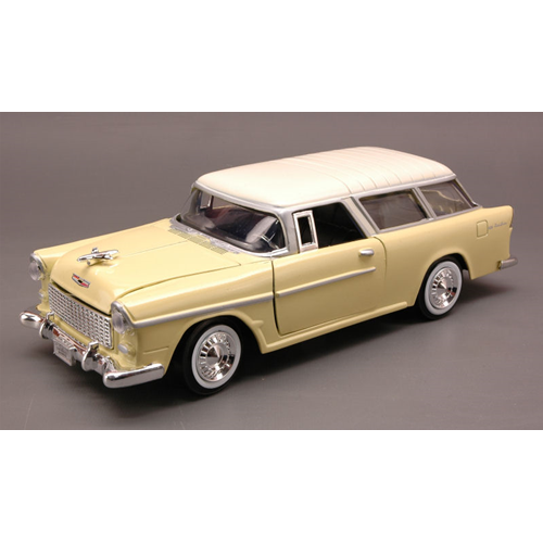 CHEVY BEL AIR NOMAD 1955 YELLOW/IVORY 1:24 MotorMax Auto Stradali Modellino