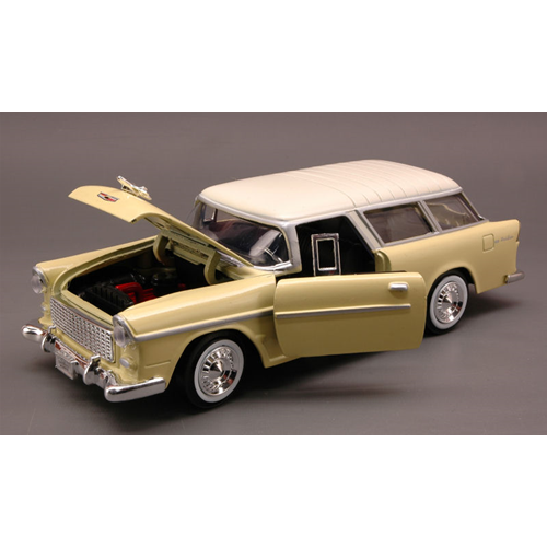CHEVY BEL AIR NOMAD 1955 YELLOW/IVORY 1:24 MotorMax Auto Stradali Modellino