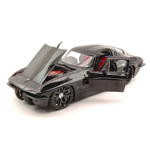 CHEVY CORVETTE STINGRAY 1963 BLACK WITH BLACK WHEELS 1:24 Jada Toys Tuning Modellino