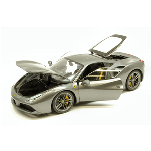 FERRARI 488 GTB 2015 GREY METALLIC SIGNATURE WITH SHOWCASE 1:18 Burago Auto Stradali Modellino