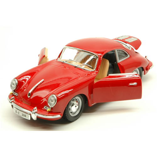 PORSCHE 356 B COUPE' 1961 RED 1:24 Burago Auto Stradali Modellino